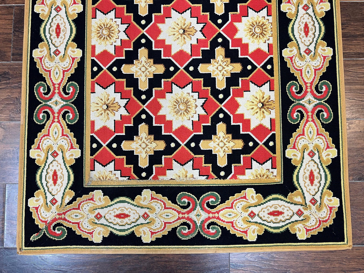 Vintage Runner Rug 3.5 x 14, Long Runner Rug, Stark Custom Made Carpet, European Design, Red Black Ivory Tan, Long Rug for Hallway - Jewel Rugs, view 6