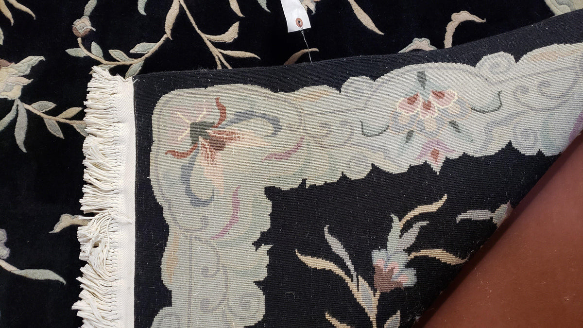 6x9 Vintage Black Gray Chinese Rug 120 Lines Wool Carpet Floral Design Hand-Knotted Soft Pile Entryway Rug Foyer Rug Nice - Jewel Rugs, view 12