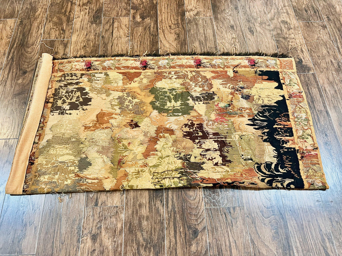 Antique French Tapestry 6x5 ft, European Handmade Wool Aubusson Weave Vintage Tapestry - Jewel Rugs, view 13