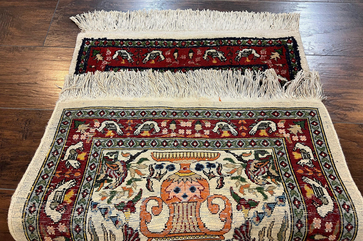 Small Indo Persian Rug 2x3 ft, Wool with Silk Highlights, Animal Pictorials, Birds - Jewel Rugs, view 11