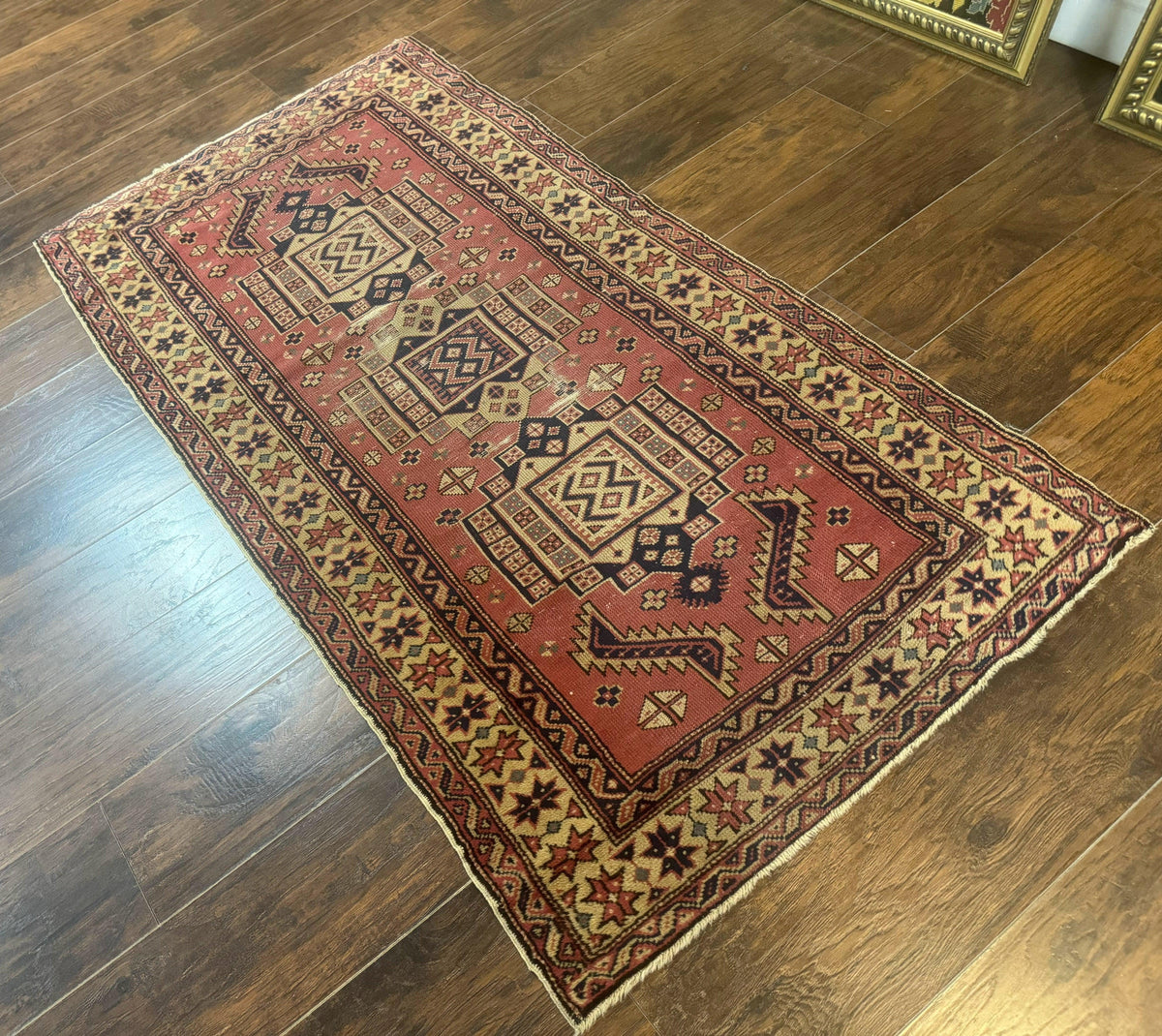Antique Turkish Sparta Rug 3x6, Geometric Caucasian Kazak Pattern, Handmade - Jewel Rugs, view 13