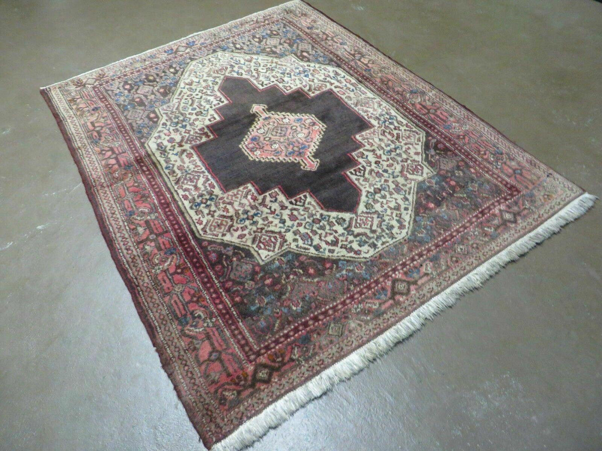 4' X 5' Antique Handmade India Floral Oriental Wool Rug Brown Vegetable Dyes - Jewel Rugs, view 3