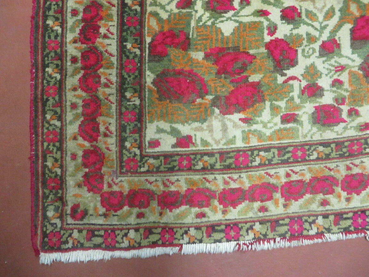 5' X 6' Antique Handmade India Floral Oriental Wool Rug Roses Flowers Traditional Contemporary Design - Jewel Rugs, view 8