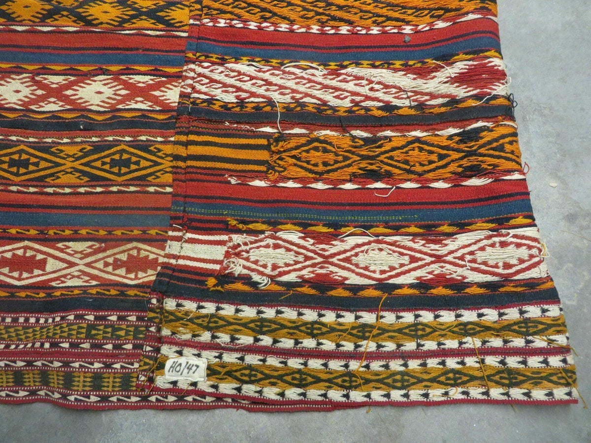 6' X 10' Antique 1930 Turkish Jajim Kilim Handmade Flat Weave Wool Rug Veg Dye - Jewel Rugs, view 13
