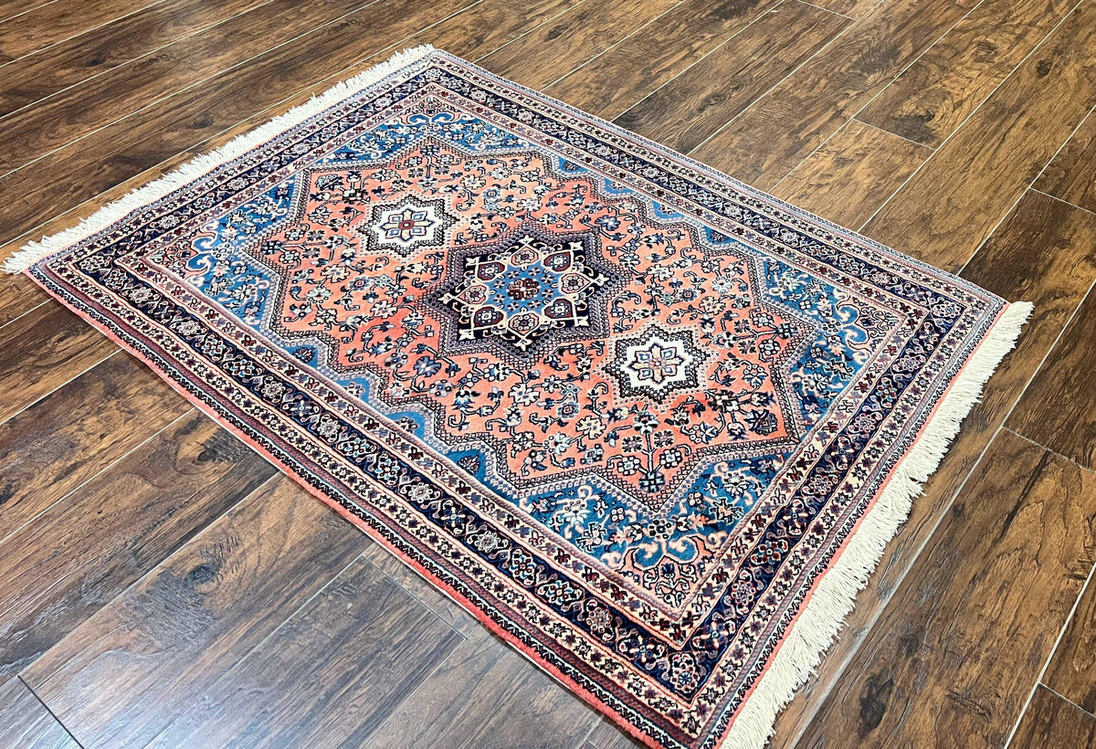 Persian Shiraz Rug 3x5, Geometric Tribal Rug, Wool Hand Knotted Vintage Carpet, Light Red & Blue, Signed by Masterweaver - Jewel Rugs, view 12