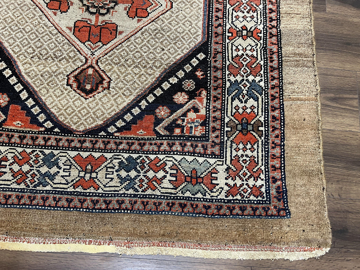 Rare Persian Sarab Tribal Runner Rug 4 x 10, Antique, Geometric Medallions, Camel Hair Runner - Jewel Rugs, view 9