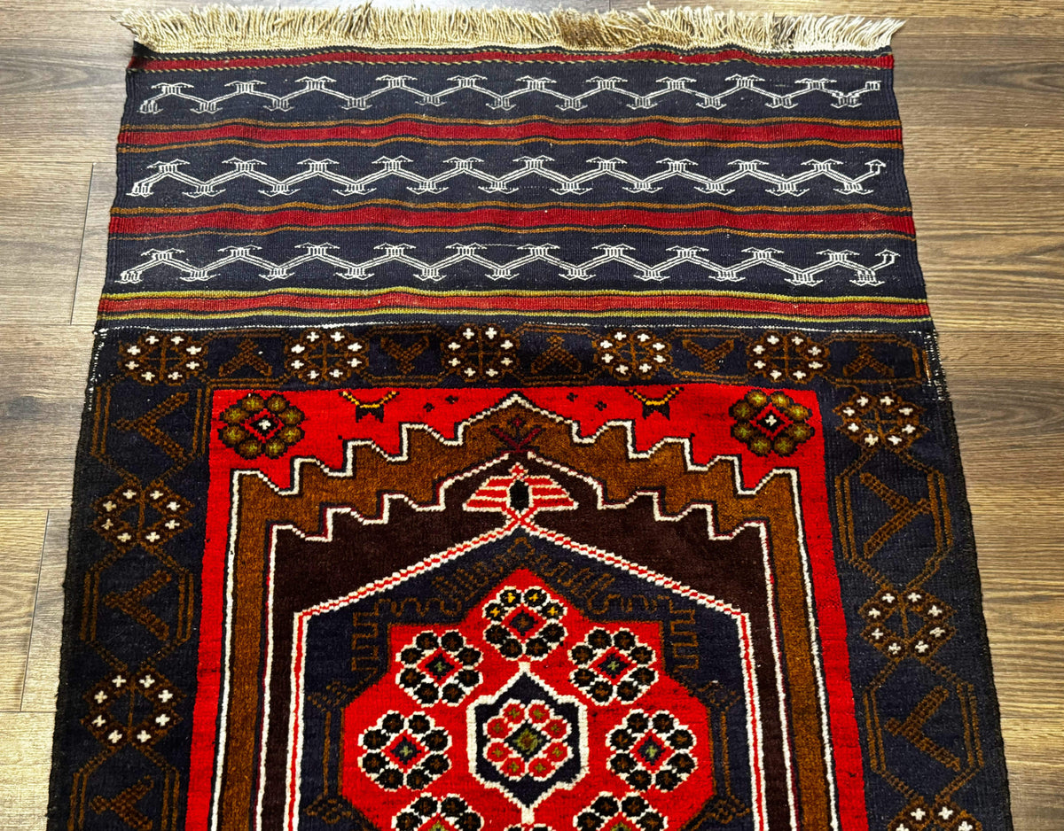 Afghan Rug 3x5, Tribal, Navy Blue, Wool, Handmade, Geometric, Rustic - Jewel Rugs, view 4