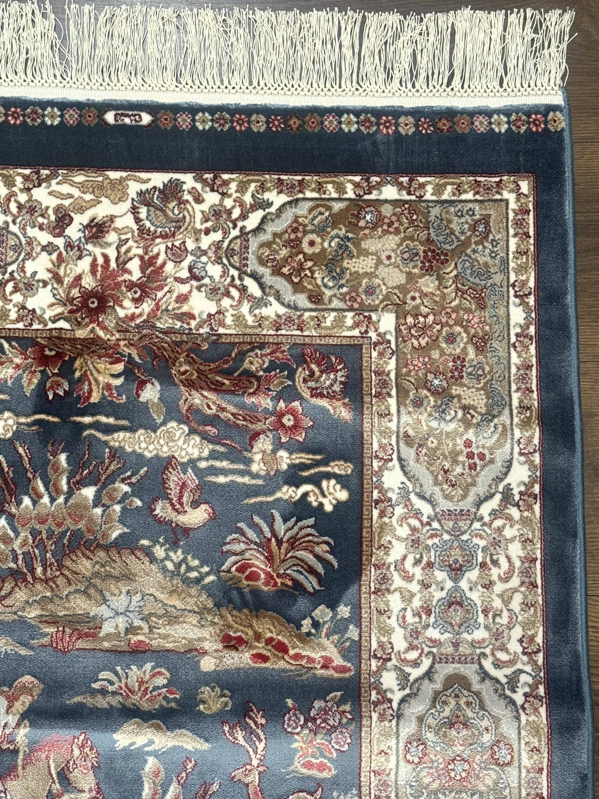 Turkish Silk Rug 2.6 x 6.7, Short Runner Rug, Blue & Ivory, Bamboo Silk, New - Jewel Rugs, view 7