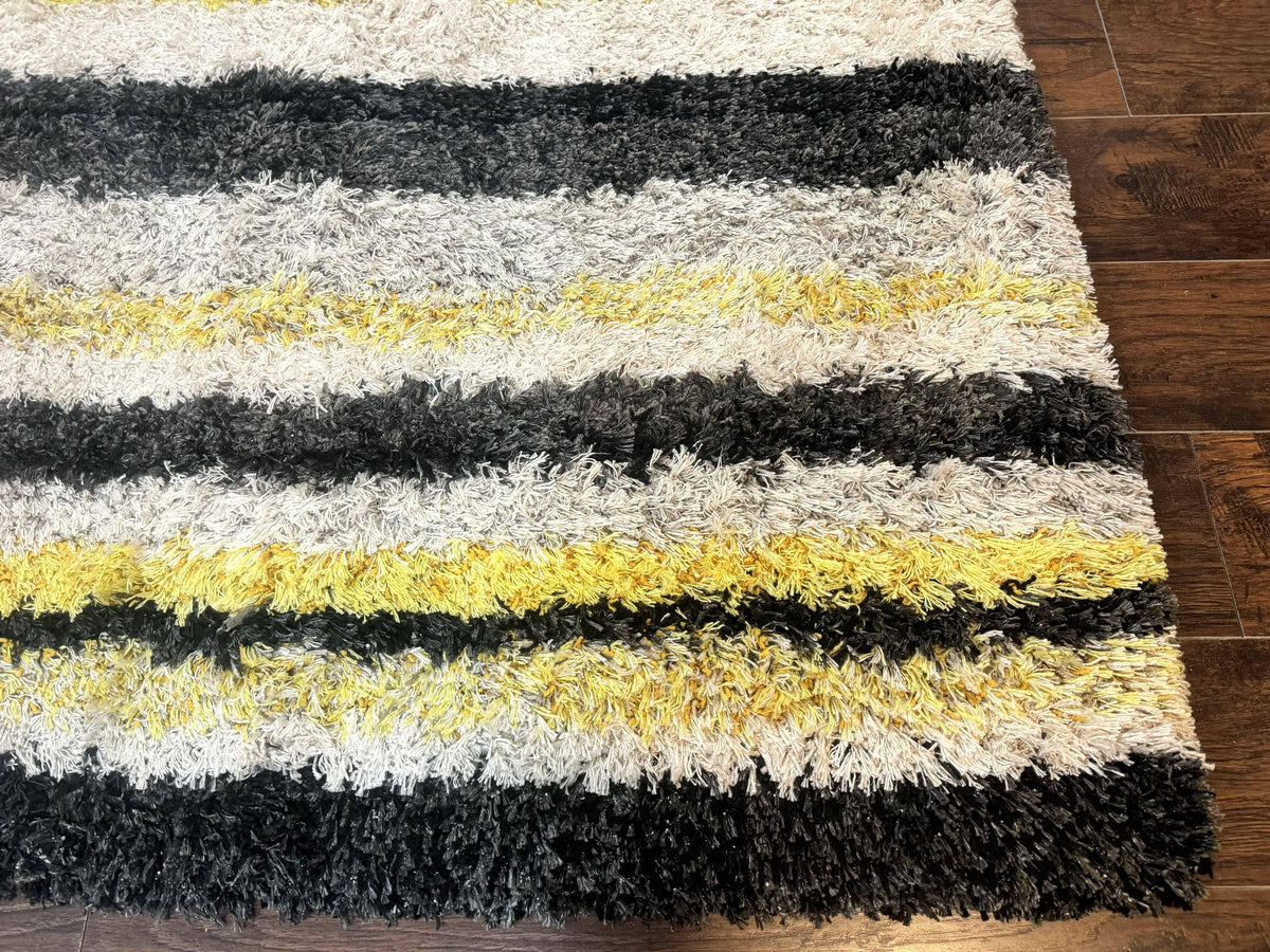 Shag Rug 5x8, Yellow Ivory Charcoal, Contemporary - Jewel Rugs, view 10