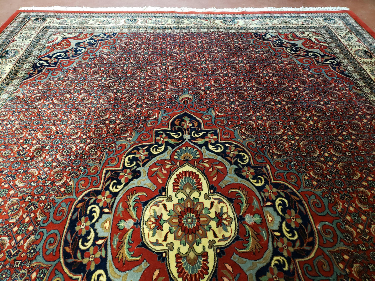 Indian Rug 9x12 Red Indo Bidjar Rug 9x12 Vintage Rug Allover Pattern Medallion Rug Wool Rug Nice Persian Design - Jewel Rugs, view 11