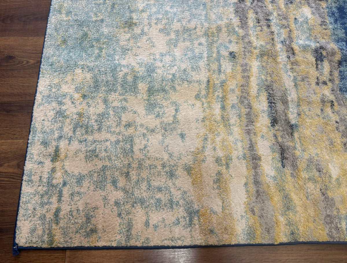 Modern Abstract Blue Area Rug 8x11 ft - Jewel Rugs, view 9