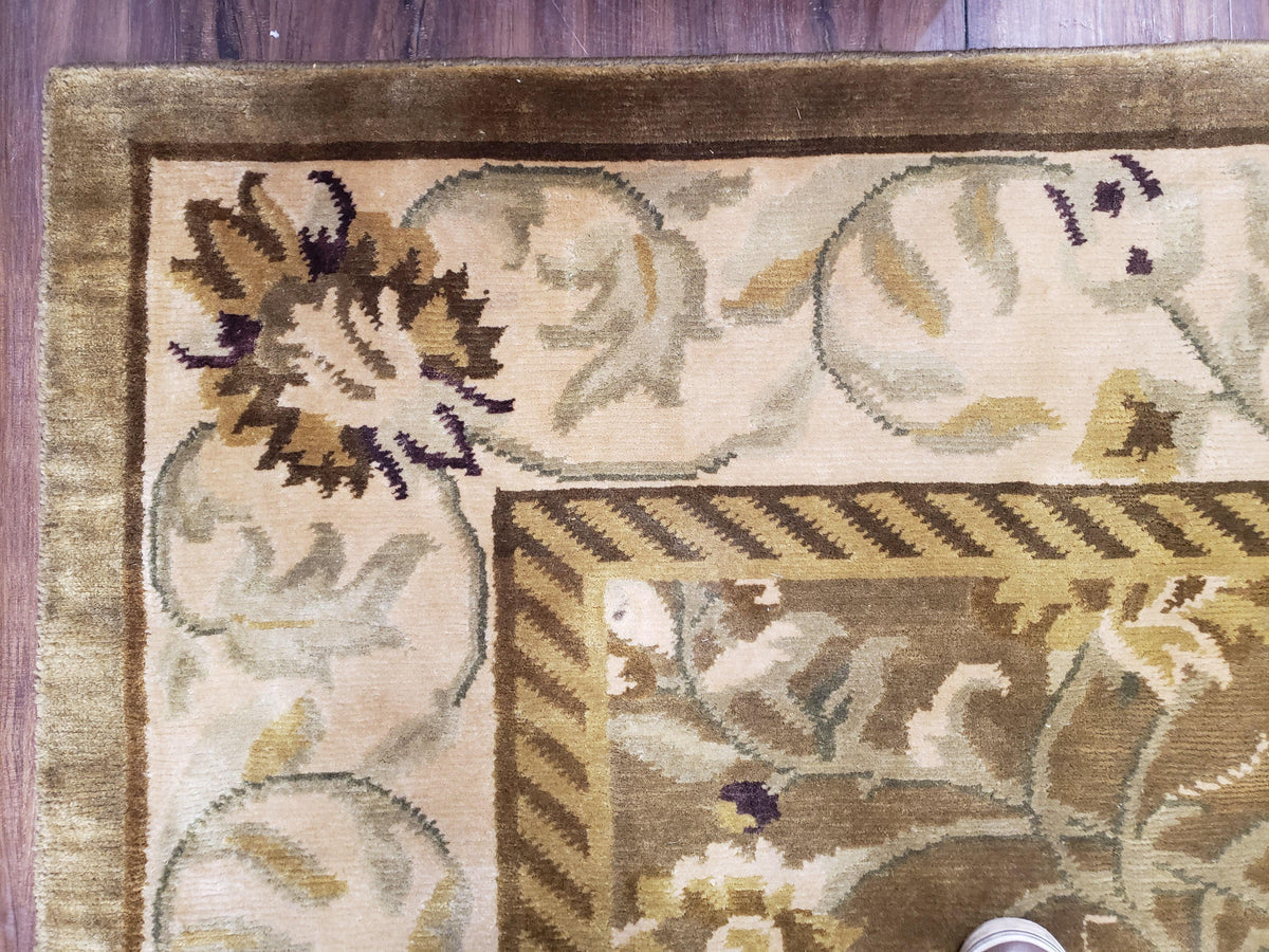 8x10 Tibetan Rug, Green & Beige Floral Rug, Large Handmade Wool Rug - Jewel Rugs, view 6