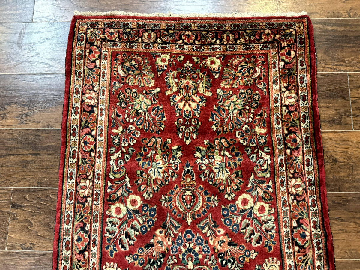 Red Persian Sarouk Rug 3 x 5.8, Antique Wool Carpet, 210 KPSI - Jewel Rugs, view 4