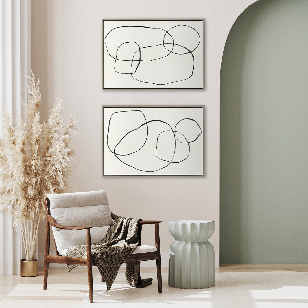 Sylvie Going in Circles Framed Textured Canvas Set by Teju Reval
