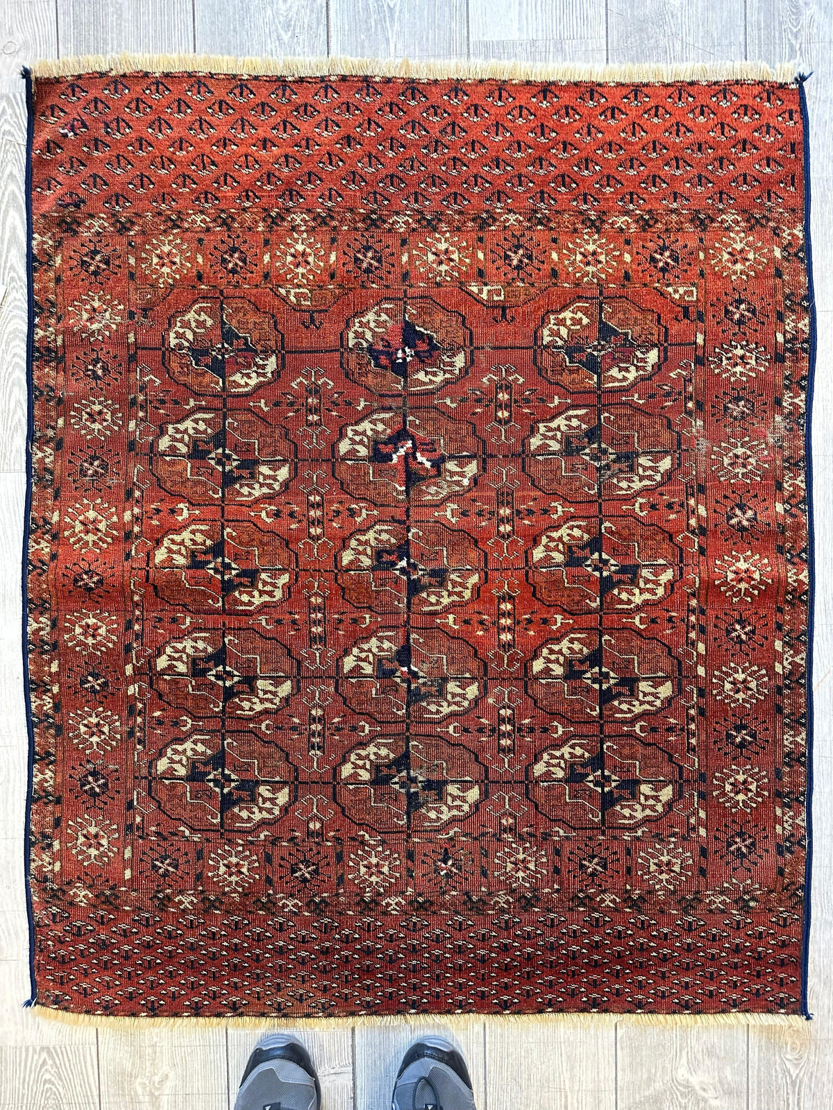 Antique Tekke Rug 3x4 | Rust, Ivory & Navy | Wool - Rugistan