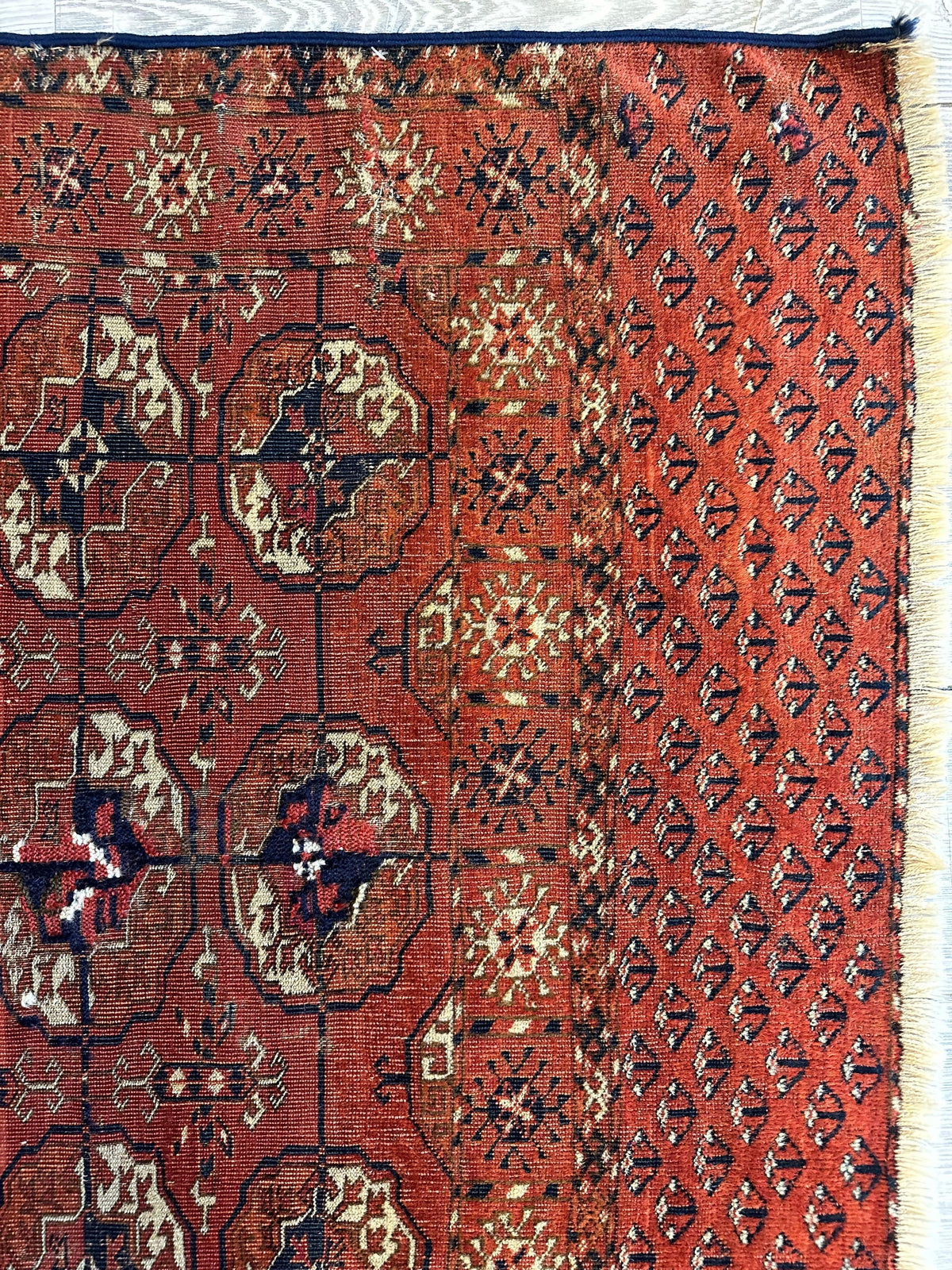 Antique Tekke Rug 3x4 | Rust, Ivory & Navy | Wool - Rugistan, view 10