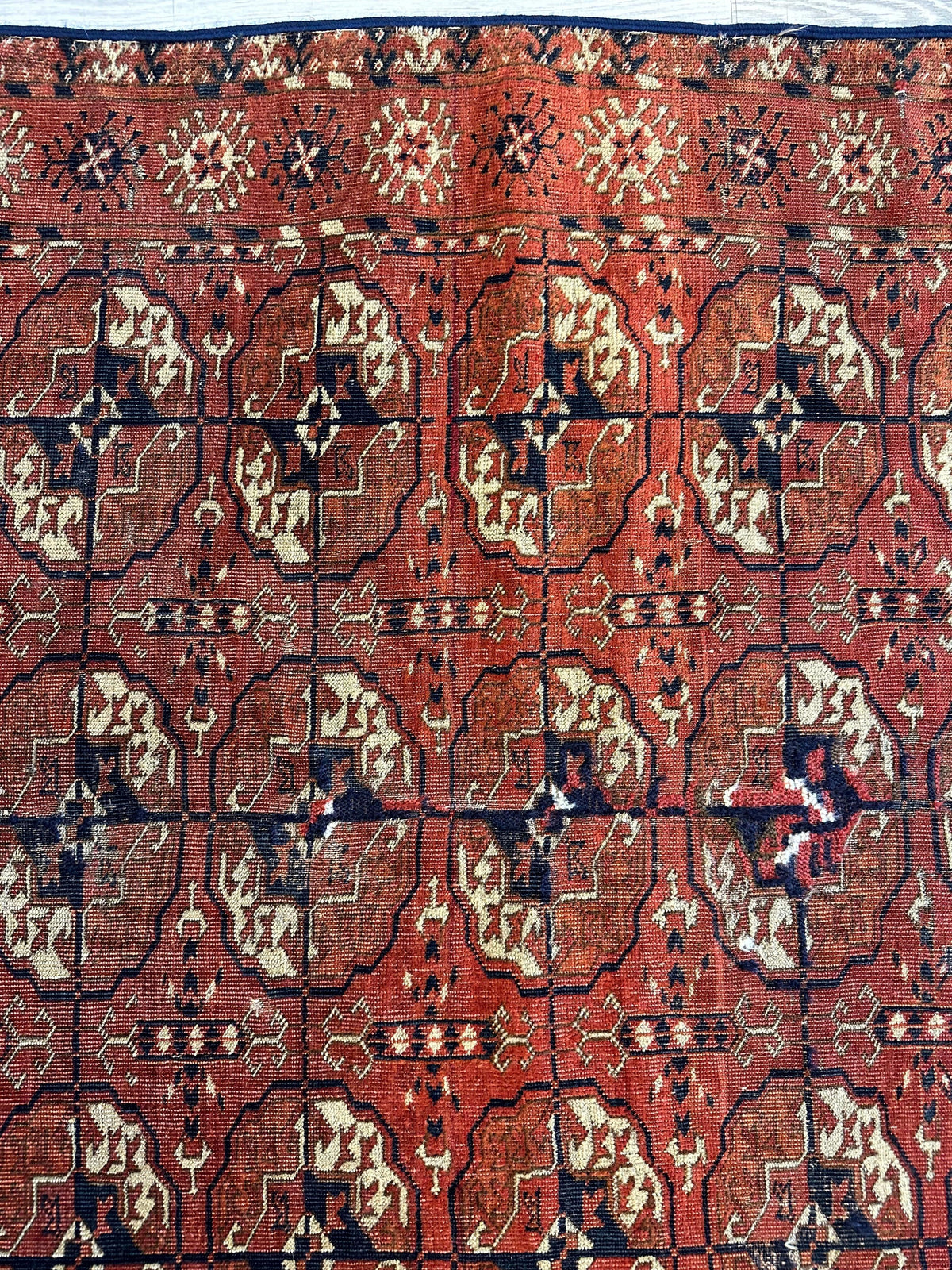 Antique Tekke Rug 3x4 | Rust, Ivory & Navy | Wool - Rugistan, view 11