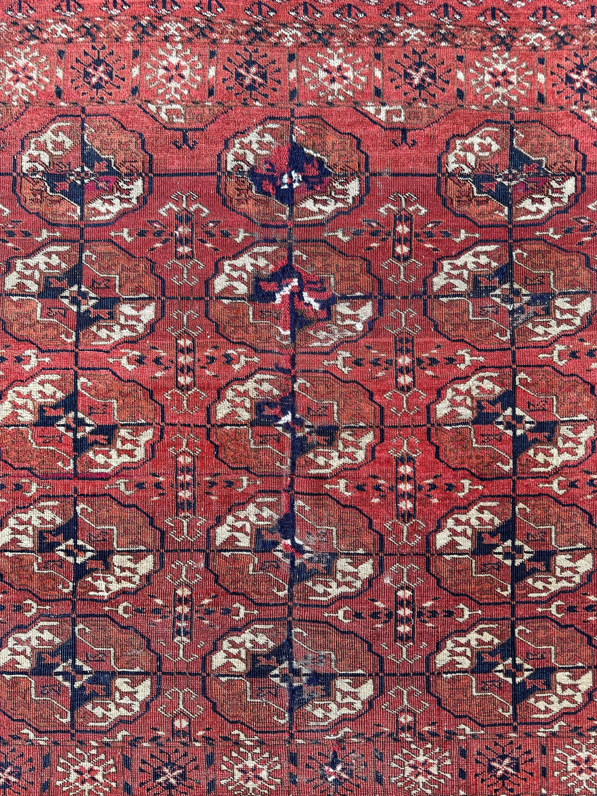 Antique Tekke Rug 3x4 | Rust, Ivory & Navy | Wool - Rugistan, view 3