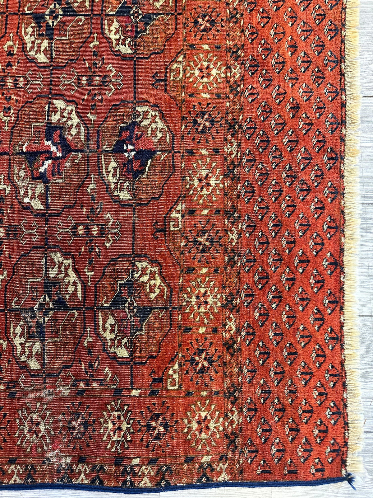Antique Tekke Rug 3x4 | Rust, Ivory & Navy | Wool - Rugistan, view 6