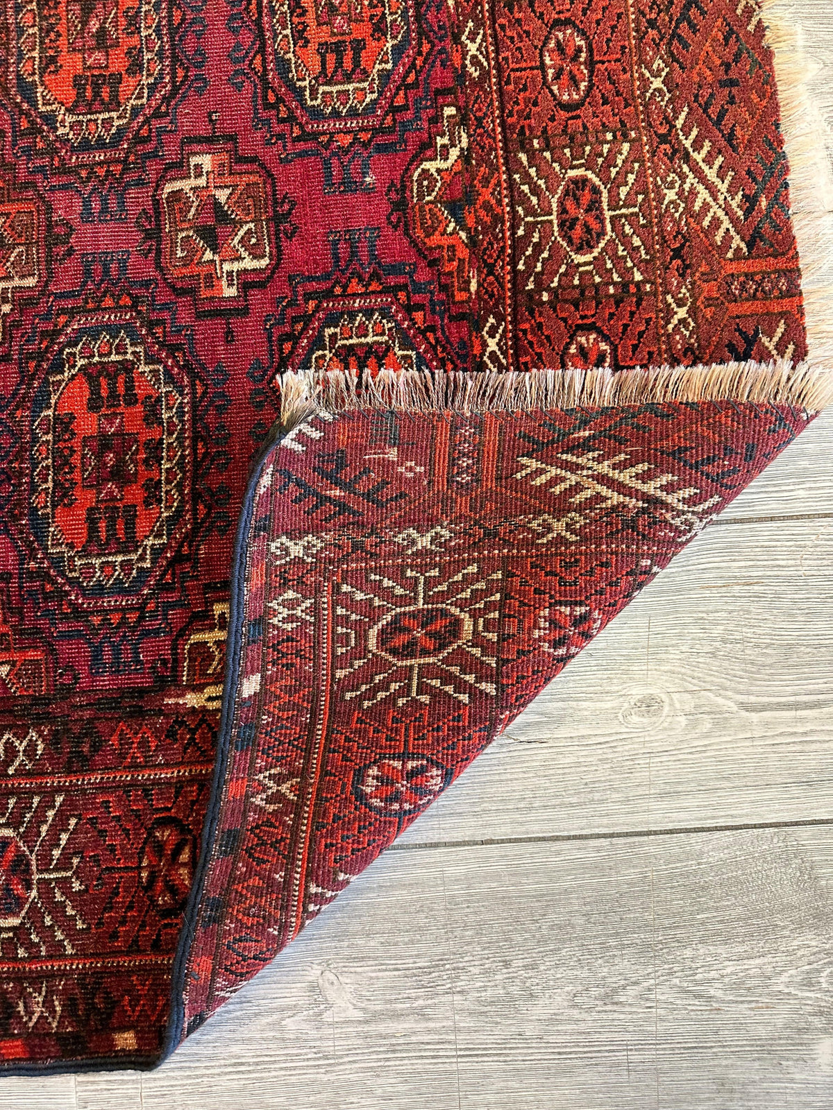Antique Turkmen Rug 3x4 | Red, Pink & Rust | Wool - Rugistan, view 2