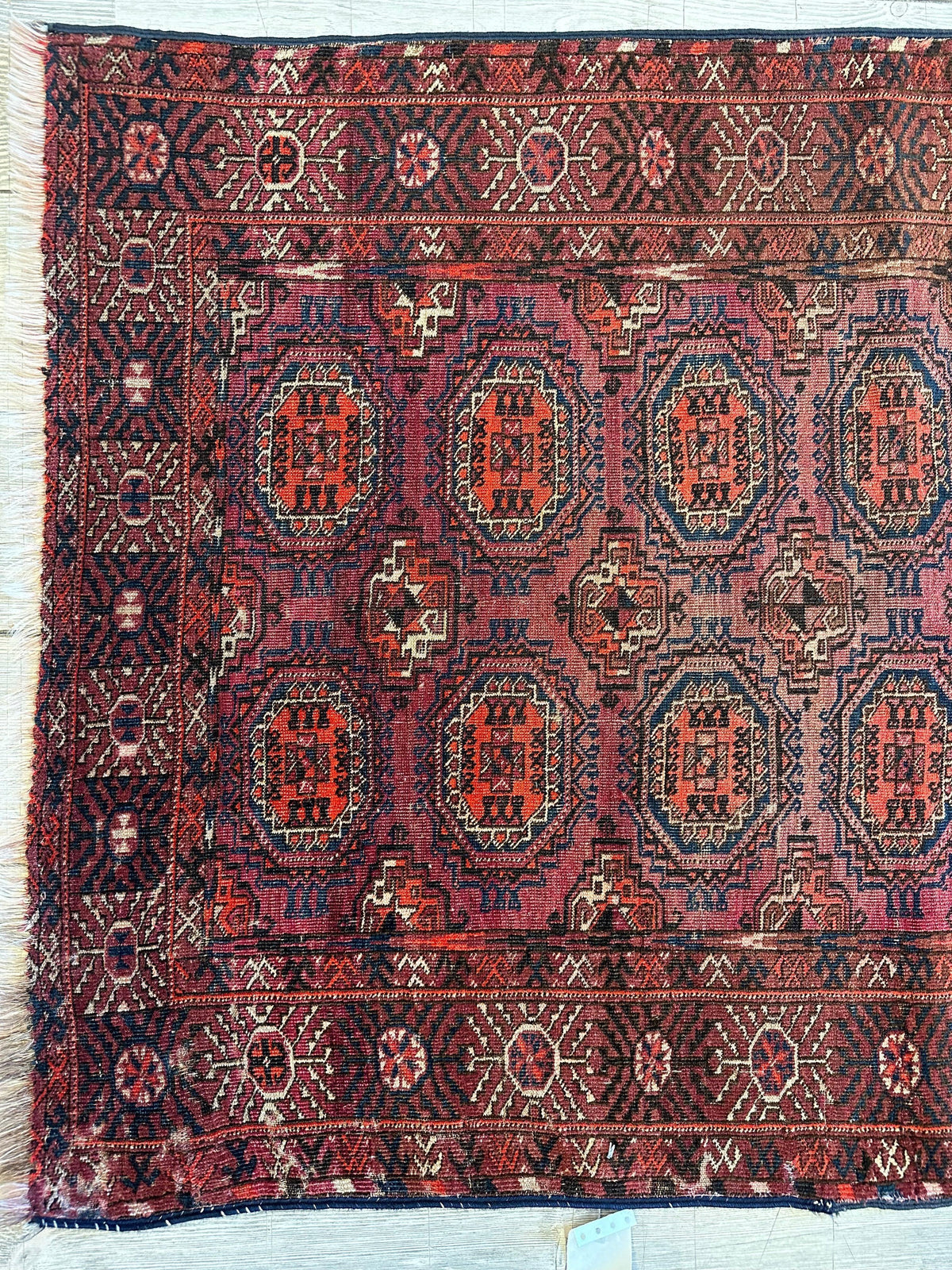 Antique Turkmen Rug 3x4 | Red, Pink & Rust | Wool - Rugistan, view 5