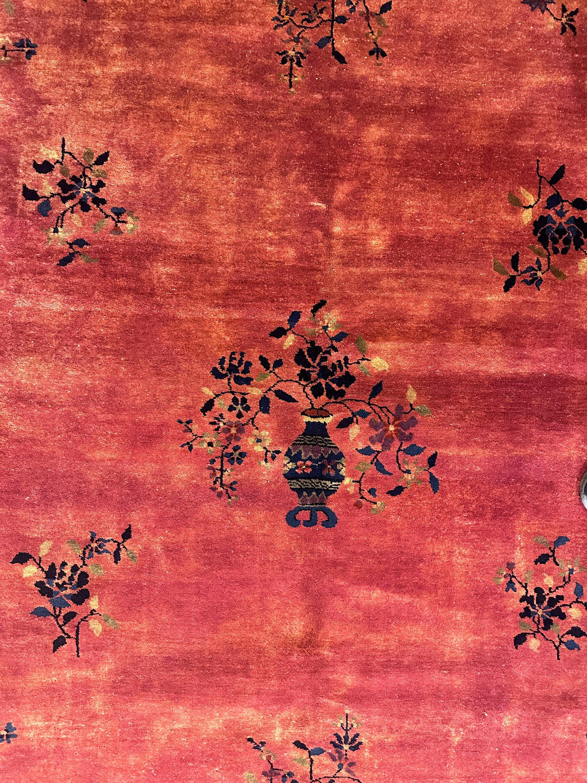 Antique Chinese Rug 8x10 | Pink, Navy & Gold | Hand-Knotted Wool - Rugistan, view 4