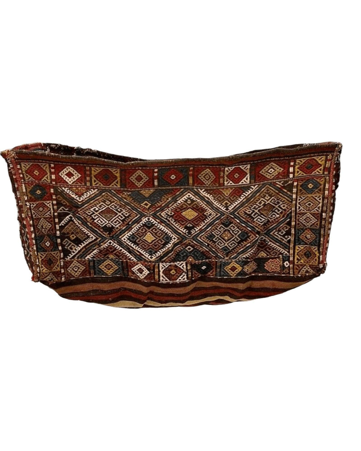 Antique Caucasian Shahsavan Mafrash Bag 2x3 | Brown, Red & Ivory | Hand-Knotted Wool - Rugistan