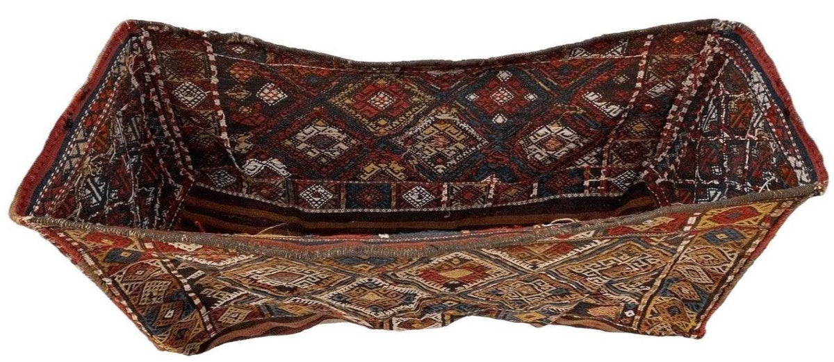 Antique Caucasian Shahsavan Mafrash Bag 2x3 | Brown, Red & Ivory | Hand-Knotted Wool - Rugistan, view 2