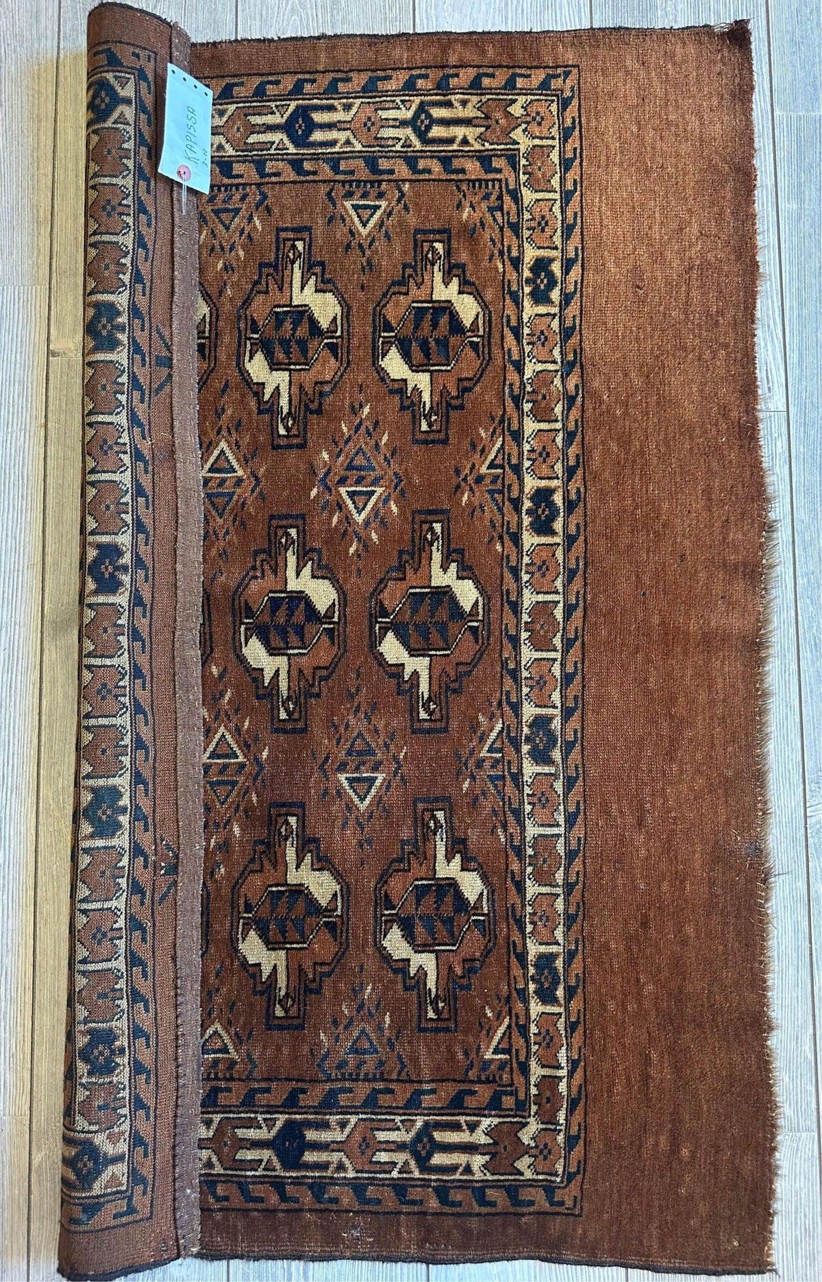 Antique Tekke Bag Face 3x4 | Brown, Rust & Ivory | Hand-Knotted Wool - Rugistan