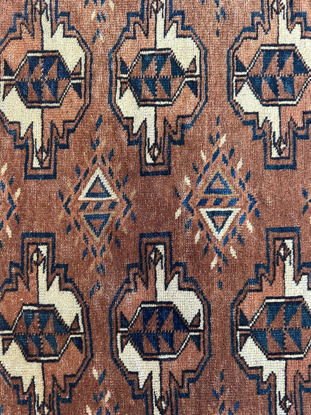Antique Tekke Bag Face 3x4 | Brown, Rust & Ivory | Hand-Knotted Wool - Rugistan, view 4