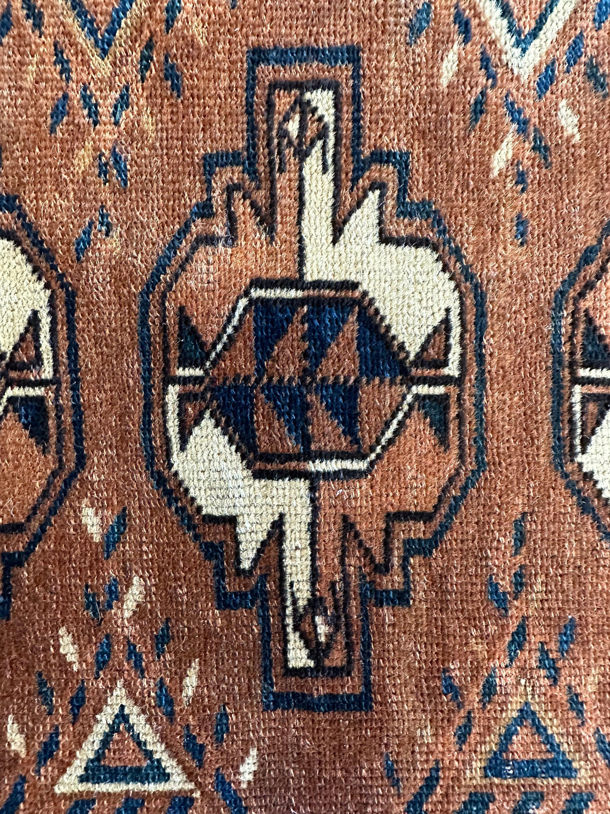 Antique Tekke Bag Face 3x4 | Brown, Rust & Ivory | Hand-Knotted Wool - Rugistan, view 5