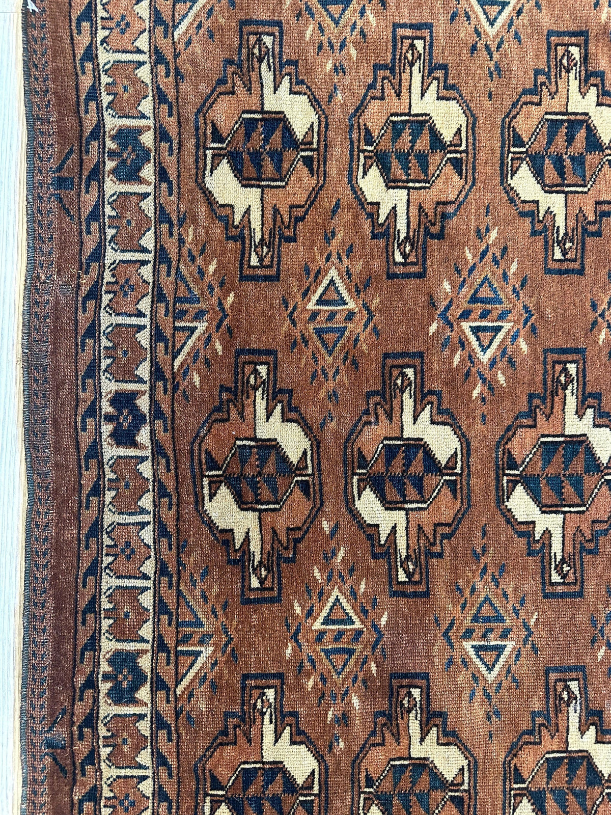 Antique Tekke Bag Face 3x4 | Brown, Rust & Ivory | Hand-Knotted Wool - Rugistan, view 8