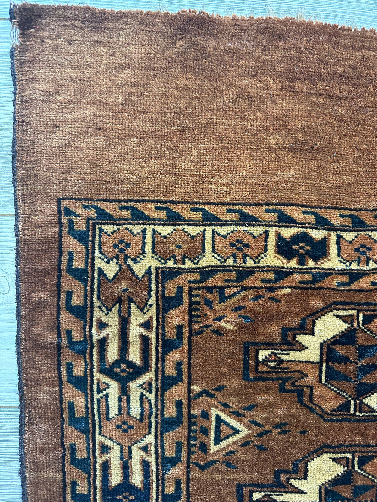 Antique Tekke Bag Face 3x4 | Brown, Rust & Ivory | Hand-Knotted Wool - Rugistan, view 9