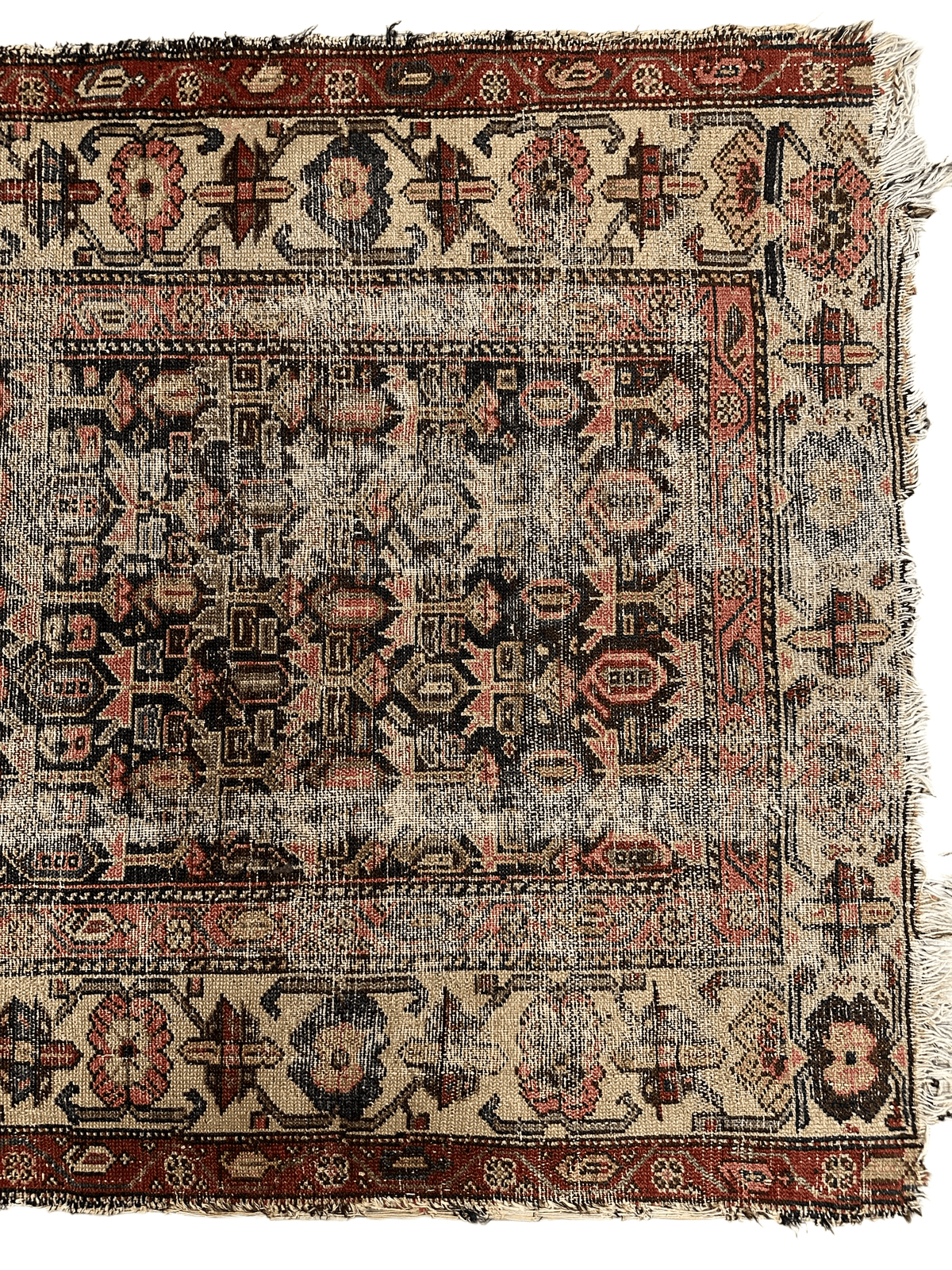 Antique Persian Malayer Rug 3x6 | Navy, Ivory & Beige | Hand-Knotted Wool - Rugistan, view 5