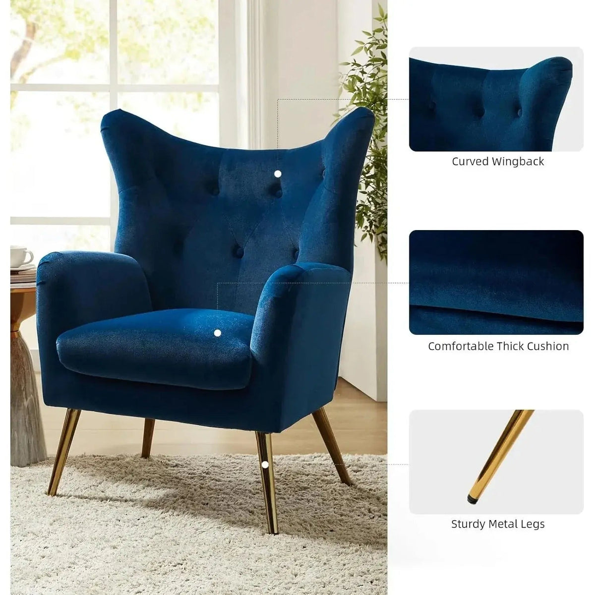 Arm Chair - Luxurious Velvet Blue
