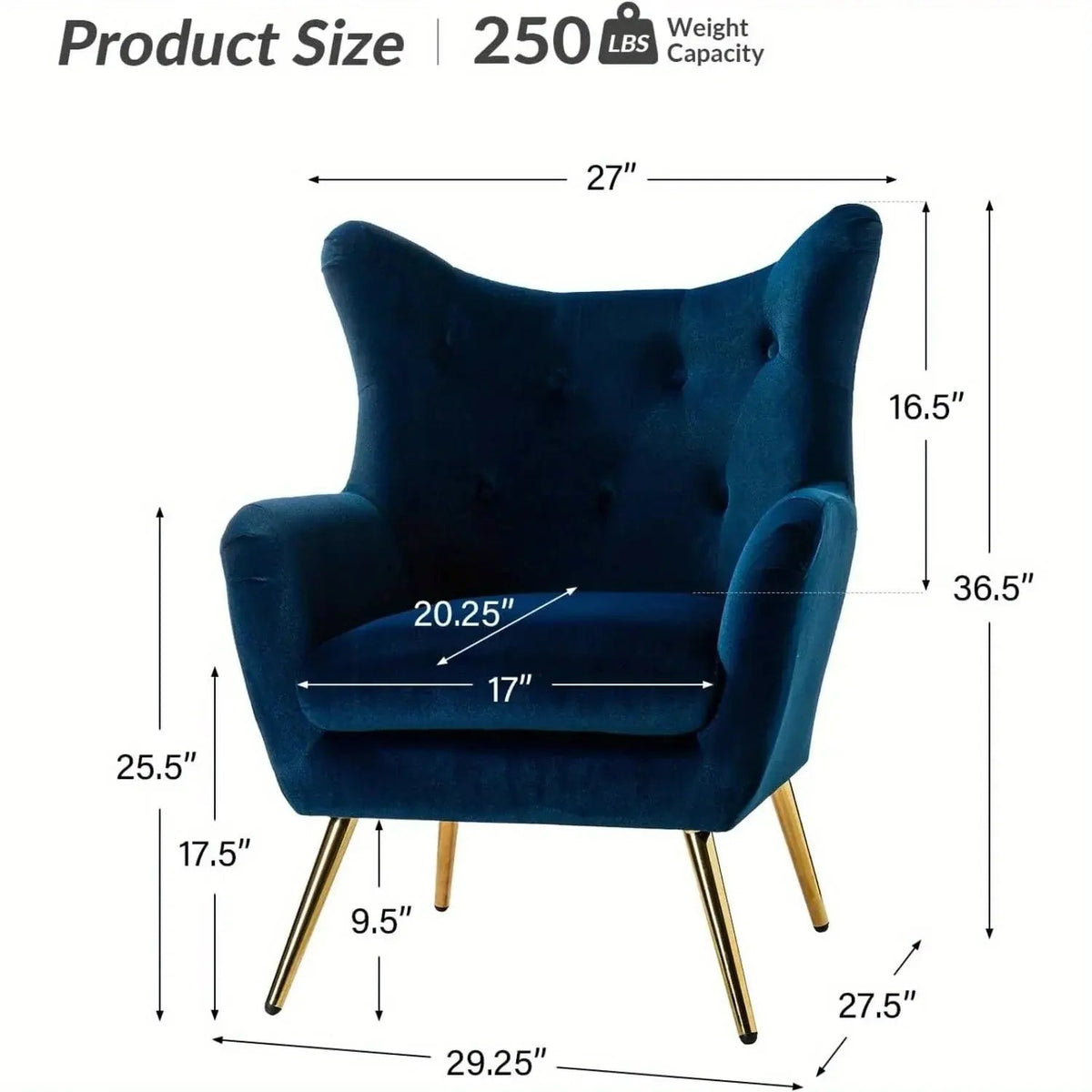 Arm Chair - Luxurious Velvet Blue