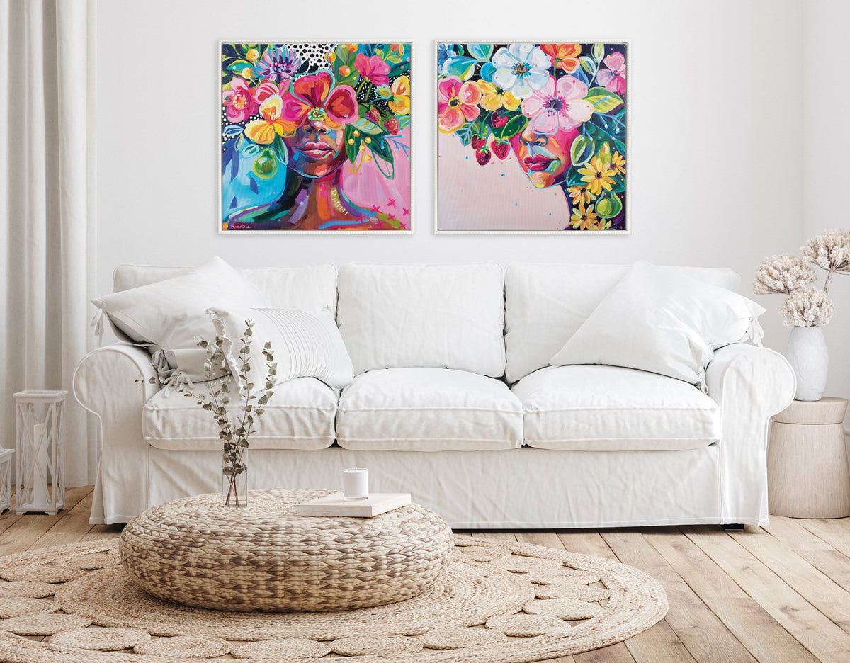 Sylvie Beaded She Was A Curious Mind Framed Canvas by Rachel Christopoulos