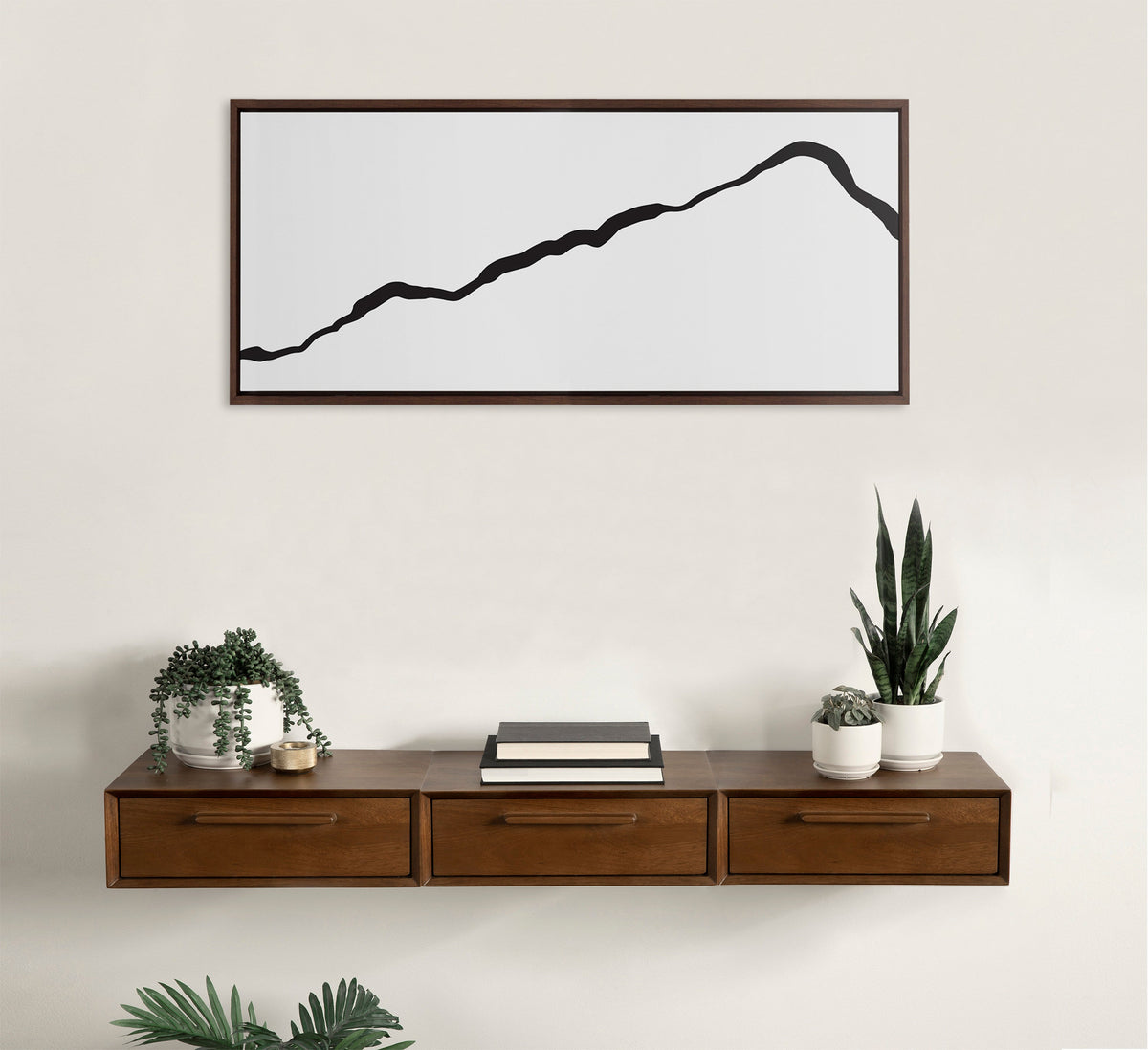 Sylvie Elevated Abstract Minimalist Mountain Landscape Framed Canvas by The Creative Bunch Studio