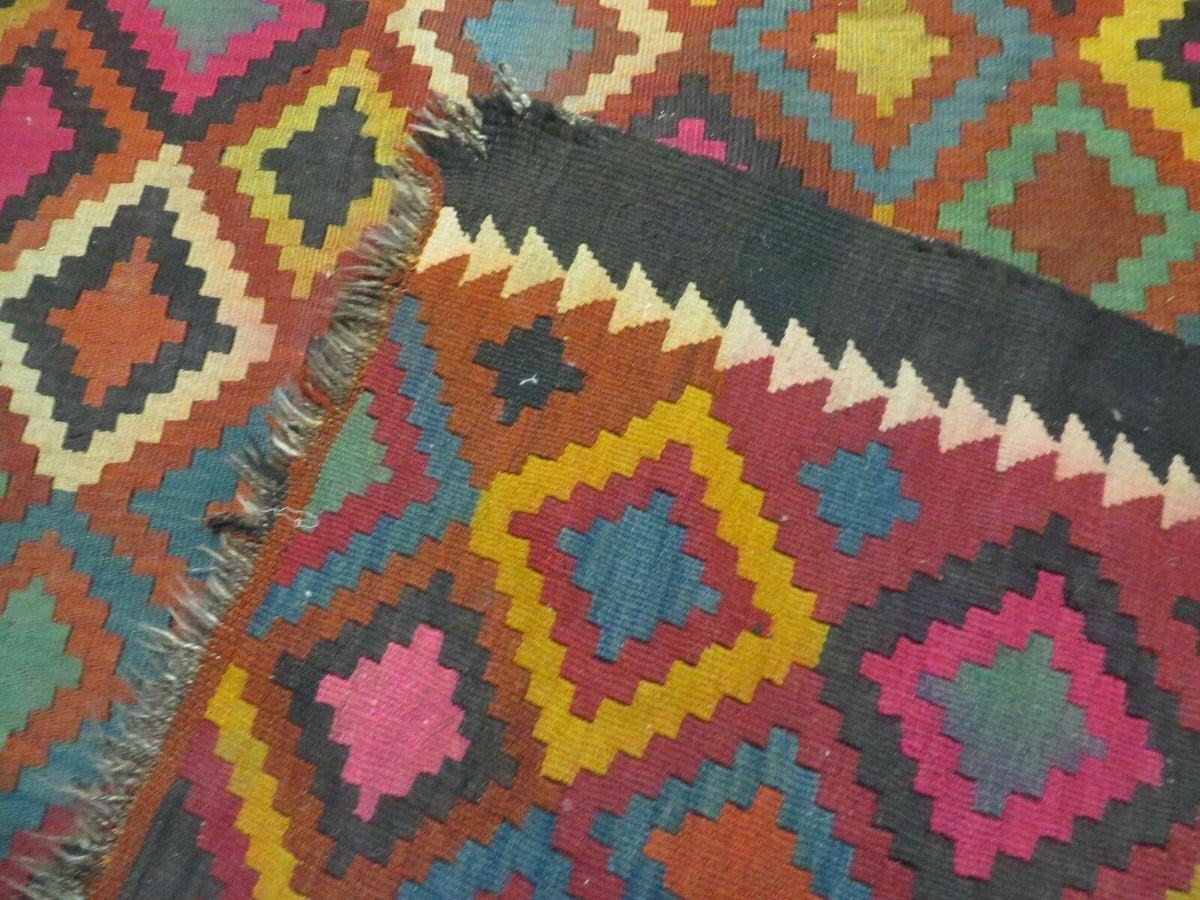 7' X10' Antique Afghan Kilim Handmade Flat Weave Wool Rug Vegy Organic Colorful - Jewel Rugs, view 8