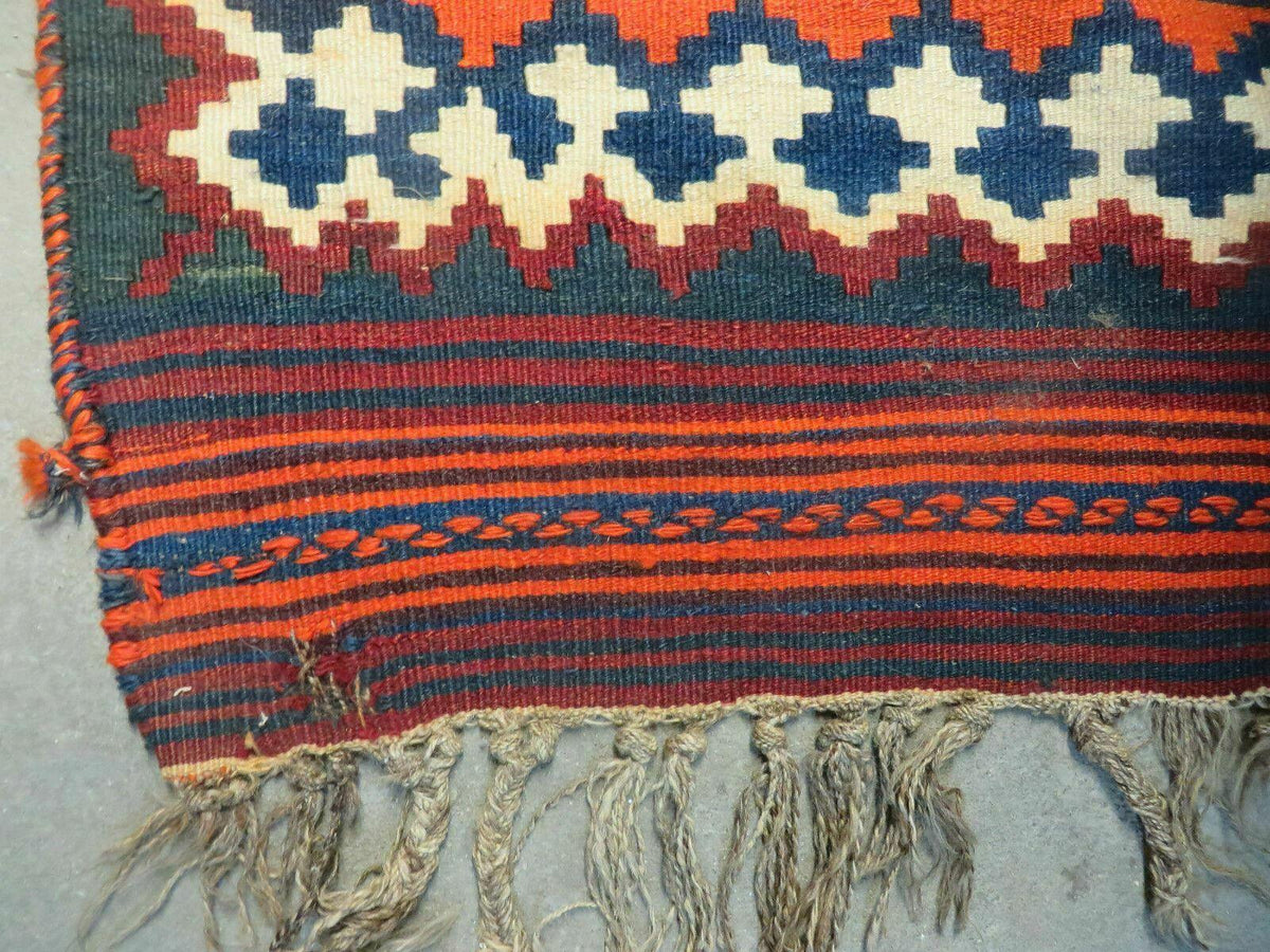 5' X 10' Antique Turkish Kilim Handmade Flat Weave Wool Rug Red Colorful Veg Dye Bohemian Boho Chic Tribal Style And Design - Jewel Rugs, view 9