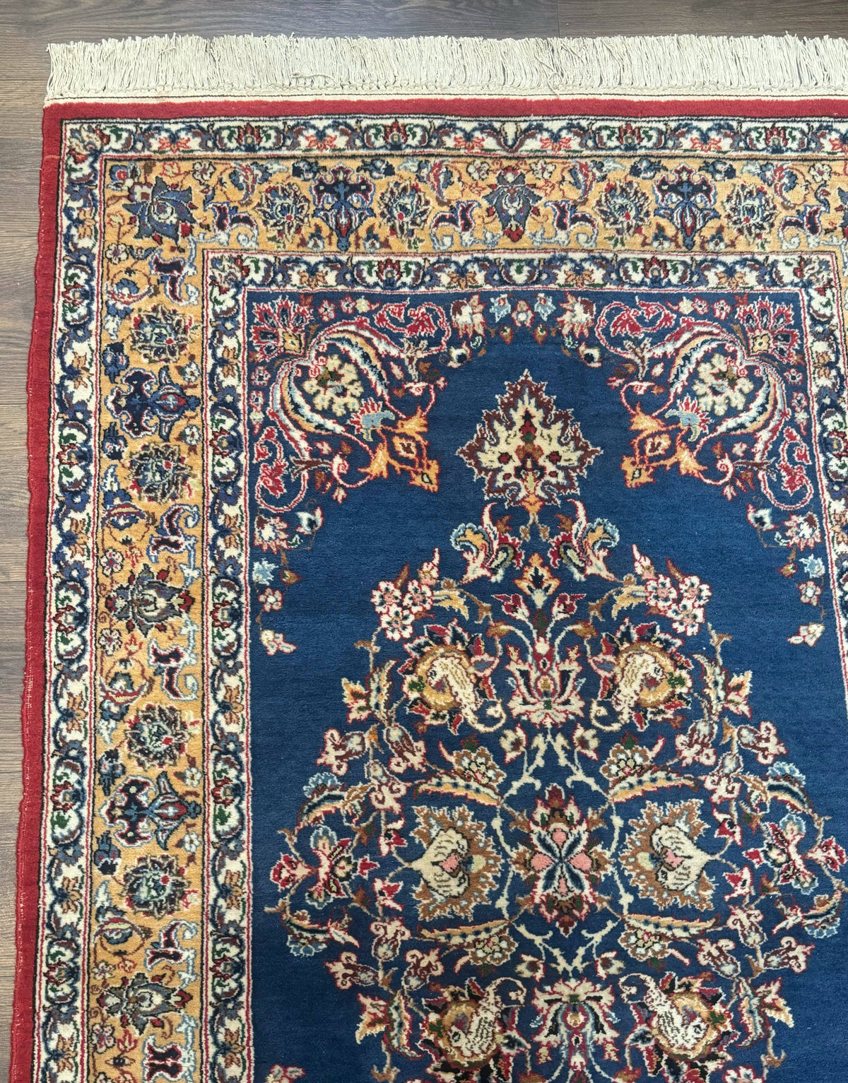 Blue Persian Qum Rug 3.6 x 5, Floral Medallion, Fine 310 KPSI - Jewel Rugs, view 6