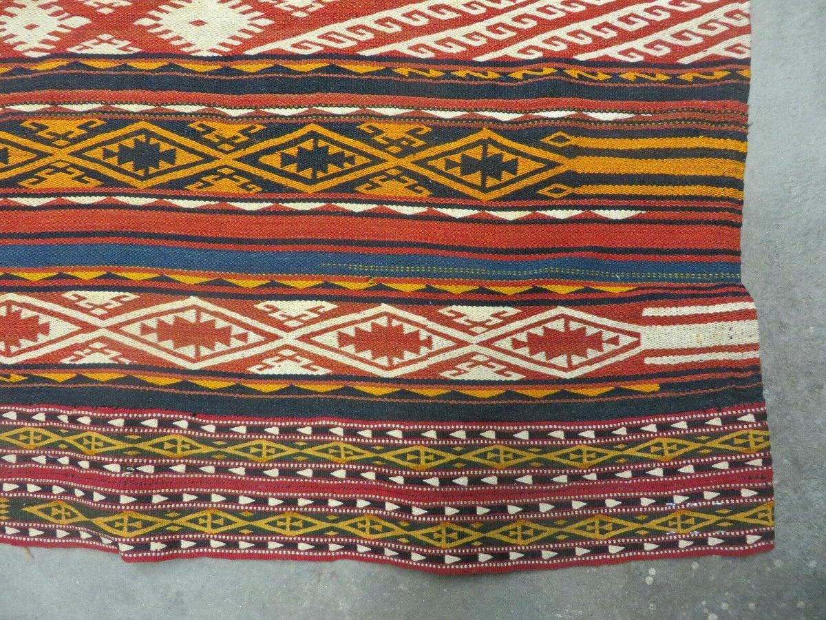 6' X 10' Antique 1930 Turkish Jajim Kilim Handmade Flat Weave Wool Rug Veg Dye - Jewel Rugs, view 10