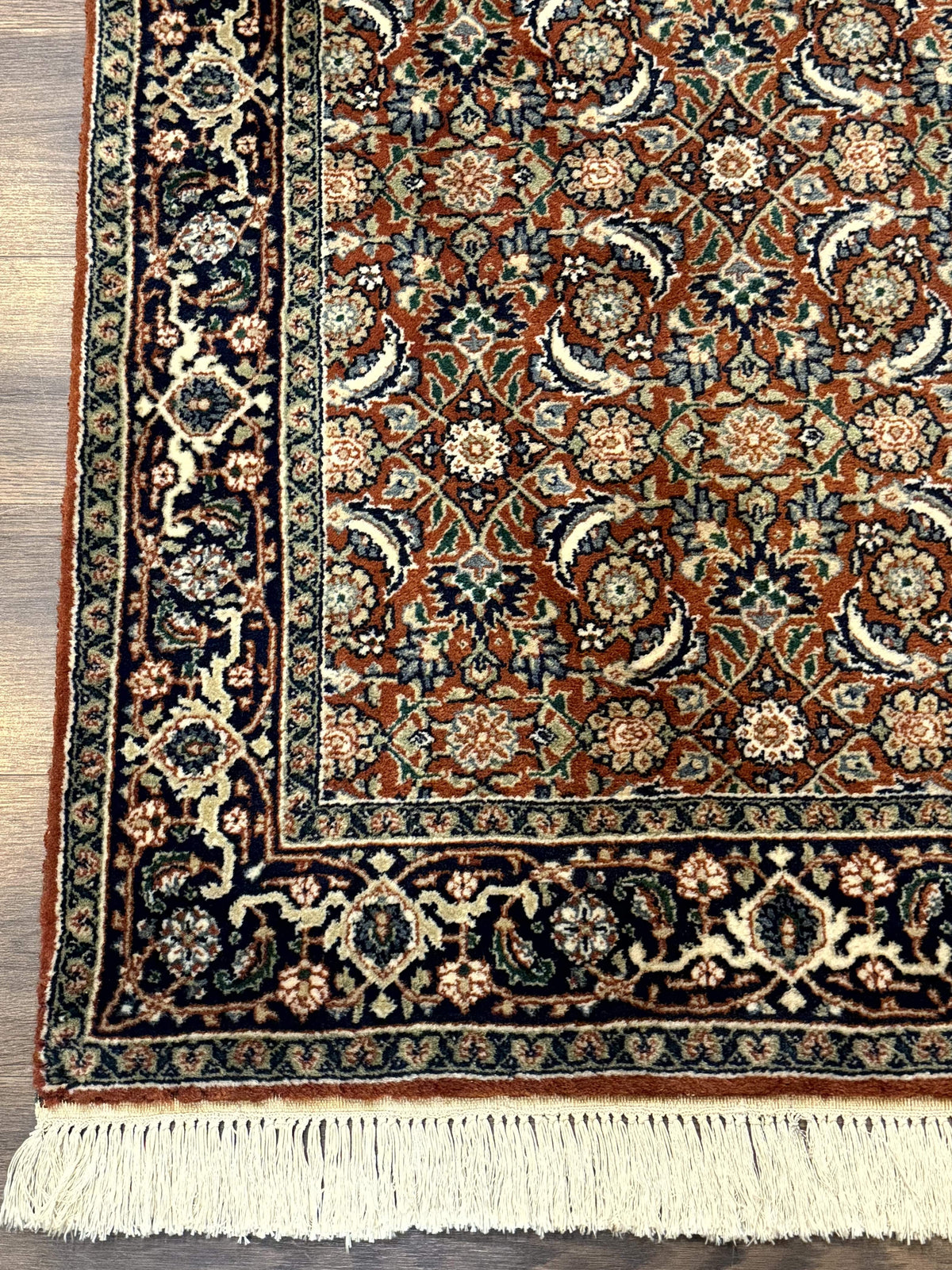 Indo Persian Bijar Rug 3x5, Red and Navy Blue, Allover Pattern, Fine Hand Knotted Wool Carpet - Jewel Rugs, view 9