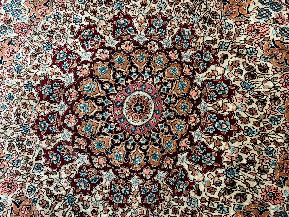 Round Silk Rug 3x3, Extremely Fine 580 KSPI, Sino Persian Round Handmade Carpet, Silk on Silk - Jewel Rugs, view 5