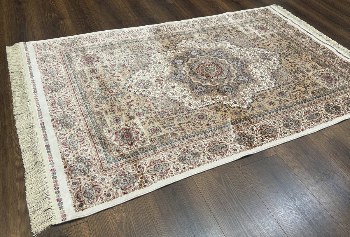 Turkish Memluk Silk Rug 4x6, Hereke Carpet, Bamboo Silk, New - Jewel Rugs, view 3