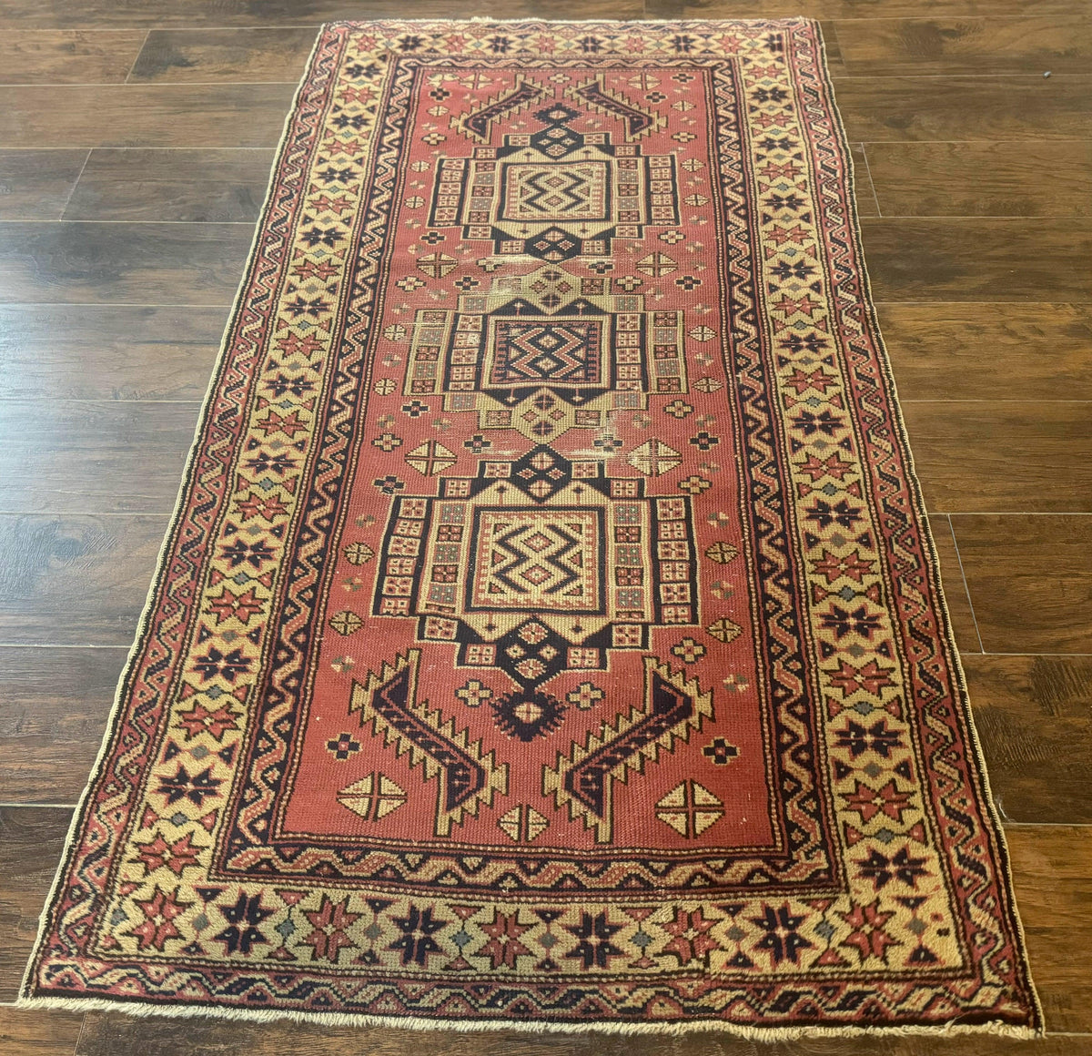 Antique Turkish Sparta Rug 3x6, Geometric Caucasian Kazak Pattern, Handmade - Jewel Rugs, view 2