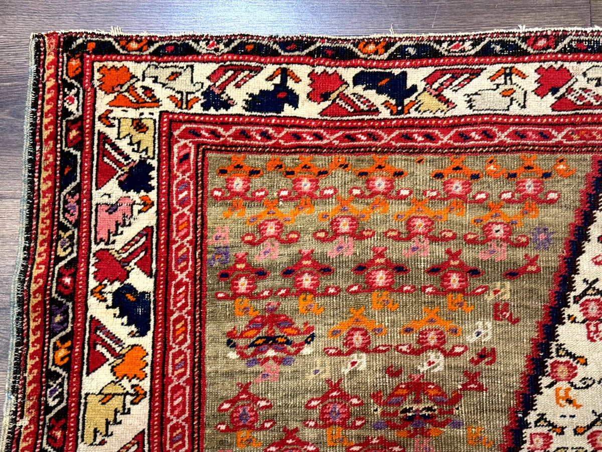 Antique Persian Malayer Rug 4x7, Tribal Senneh Carpet, Geometric, Diamond Design - Jewel Rugs, view 6