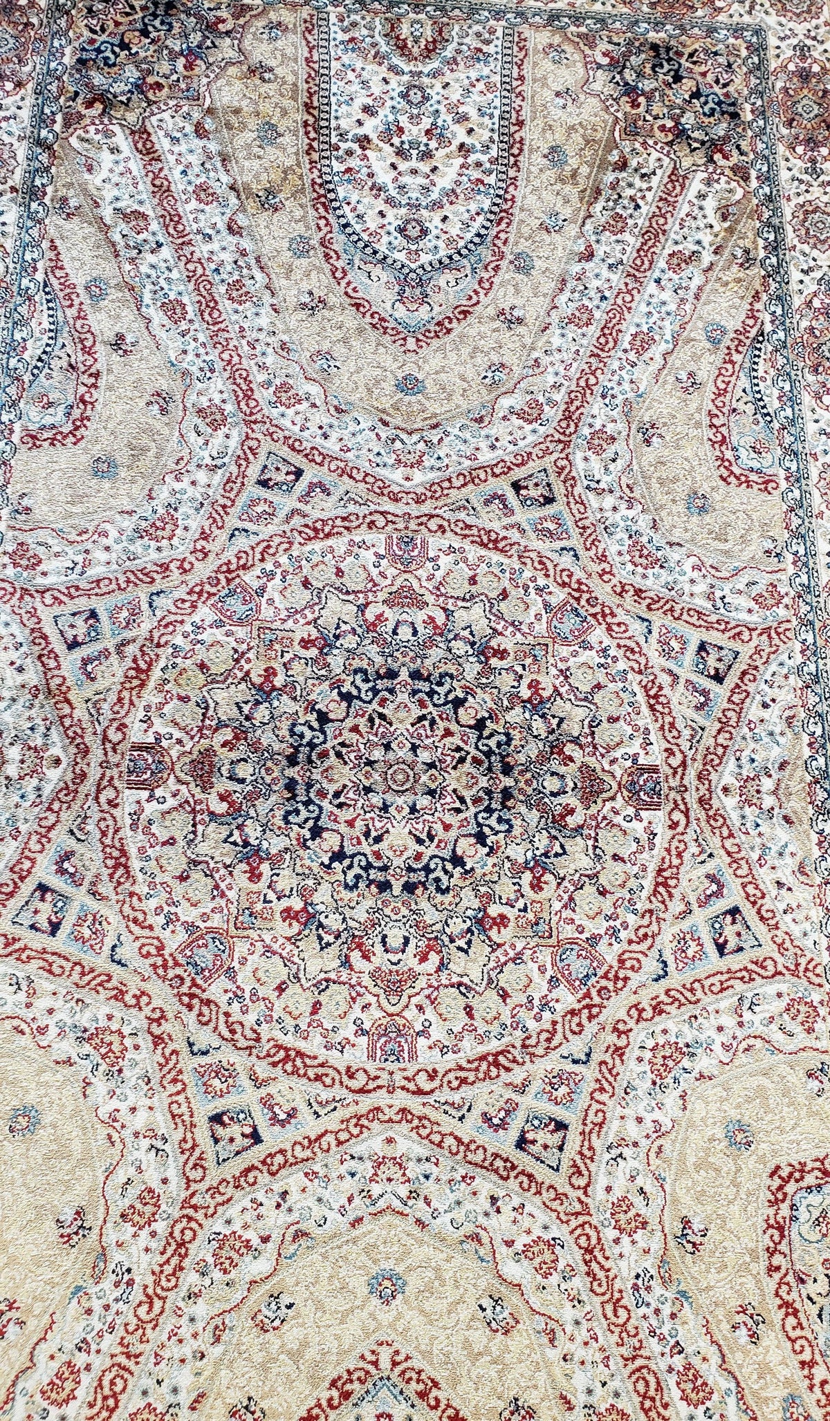 Beige & Cream Small Turkish Silk Rug, Bamboo Silk, Power-Loomed, Persian Design, High Quality, Soft Accent Rug, 3x5 ft, 2' 8" x 4' 11" - Jewel Rugs, view 9