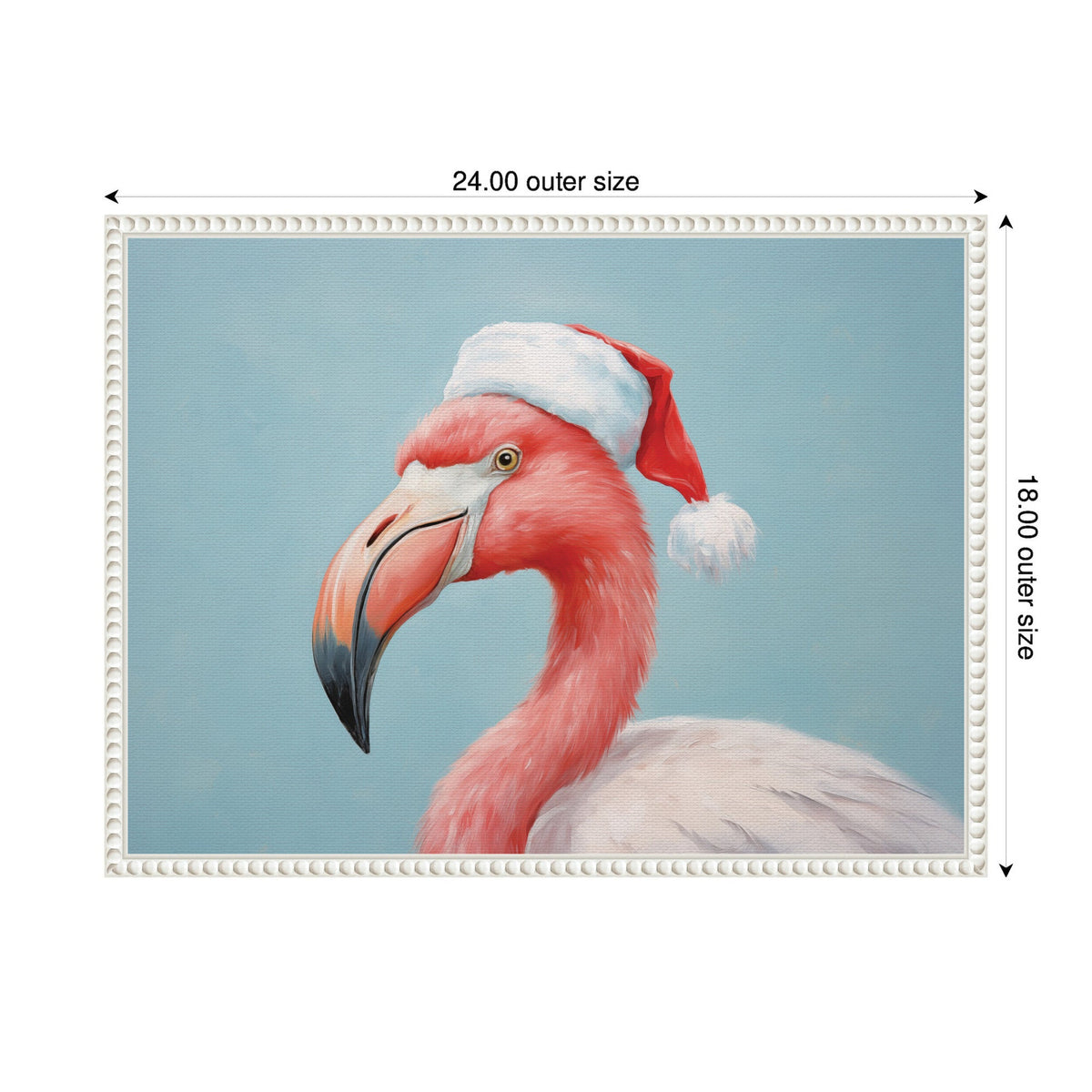 Sylvie Beaded Flamingo Santa Hat Portrait Framed Canvas by The Creative Bunch Studio
