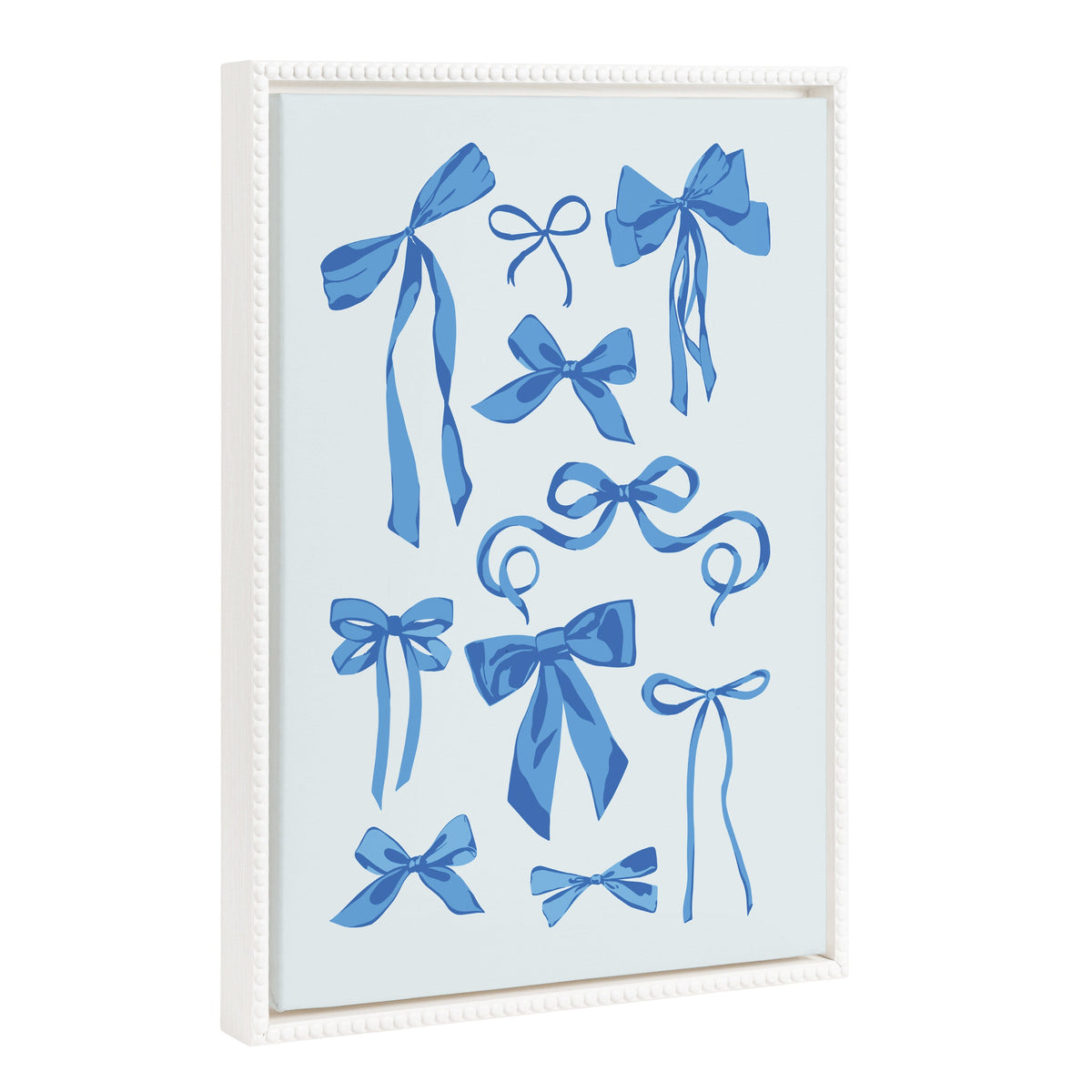Sylvie Blue Bows Framed Canvas by Honey Island Studio